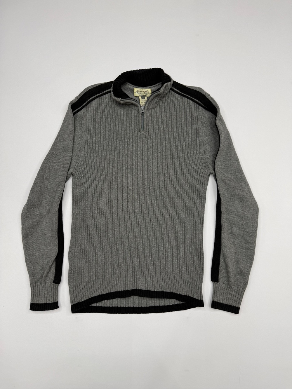 American Rag Cie Men's Ribbed 1/4 Zip Pullover Sweater Grey Size L